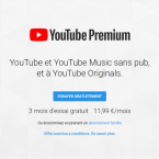 Youtube Premium : 3 mois gratuit