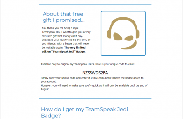 TeamSpeak : un badge exclusif pour séduire les anciens utilisateurs
