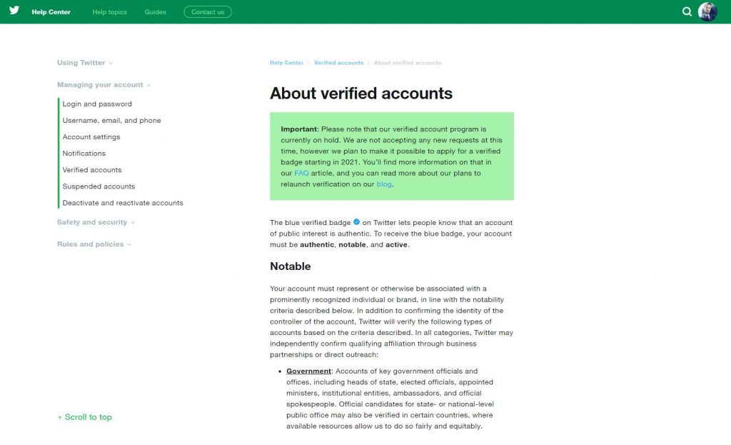 Twitter demande de vérification