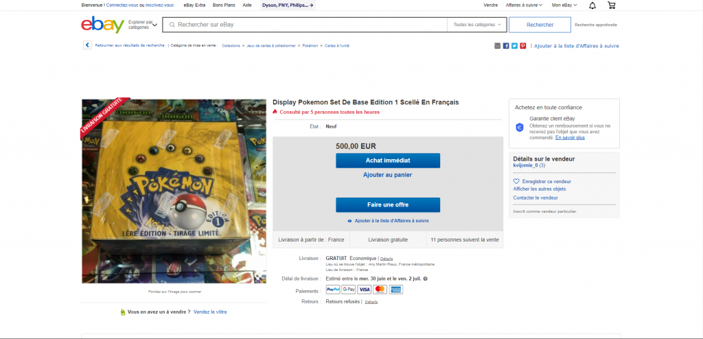 DIsplay Pokemon disponible sur eBay