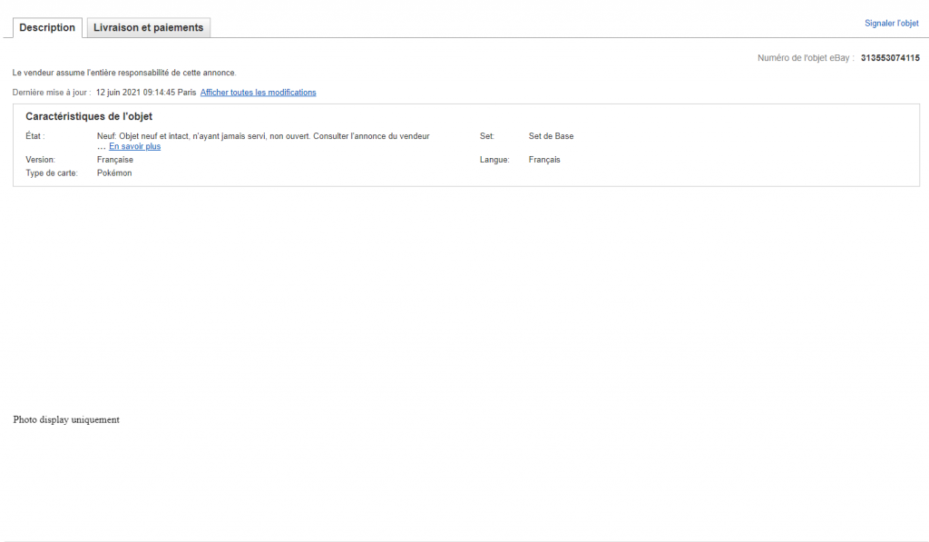 Display Pokemon eBay